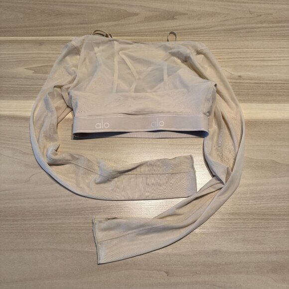 ALO Yoga Airlift Macadamia Long Sleeve Ballet Dream Bra Women's XS - Picture 4 of 5